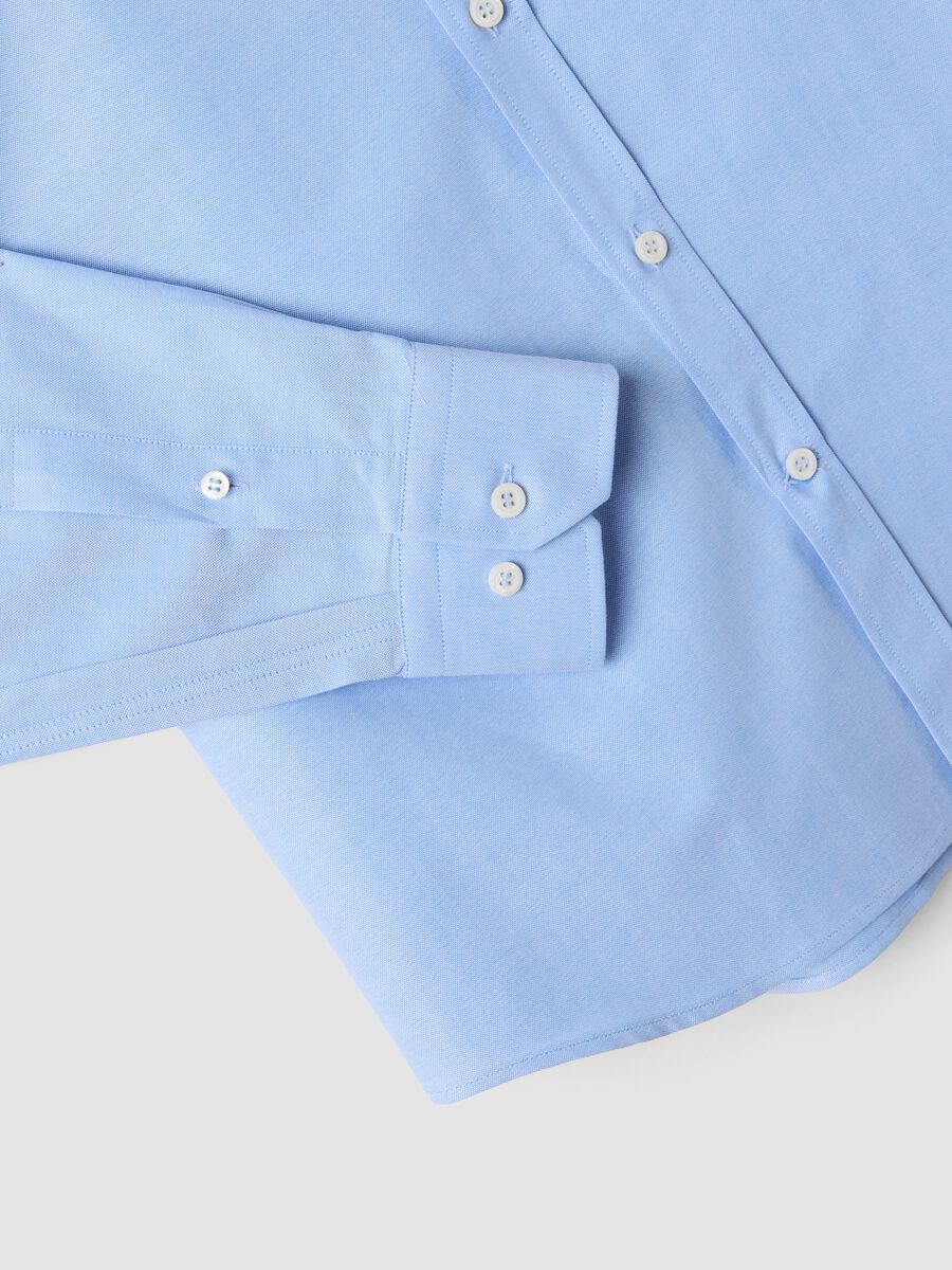 Light blue pure cotton Oxford shirt with French collar, slim fit_2