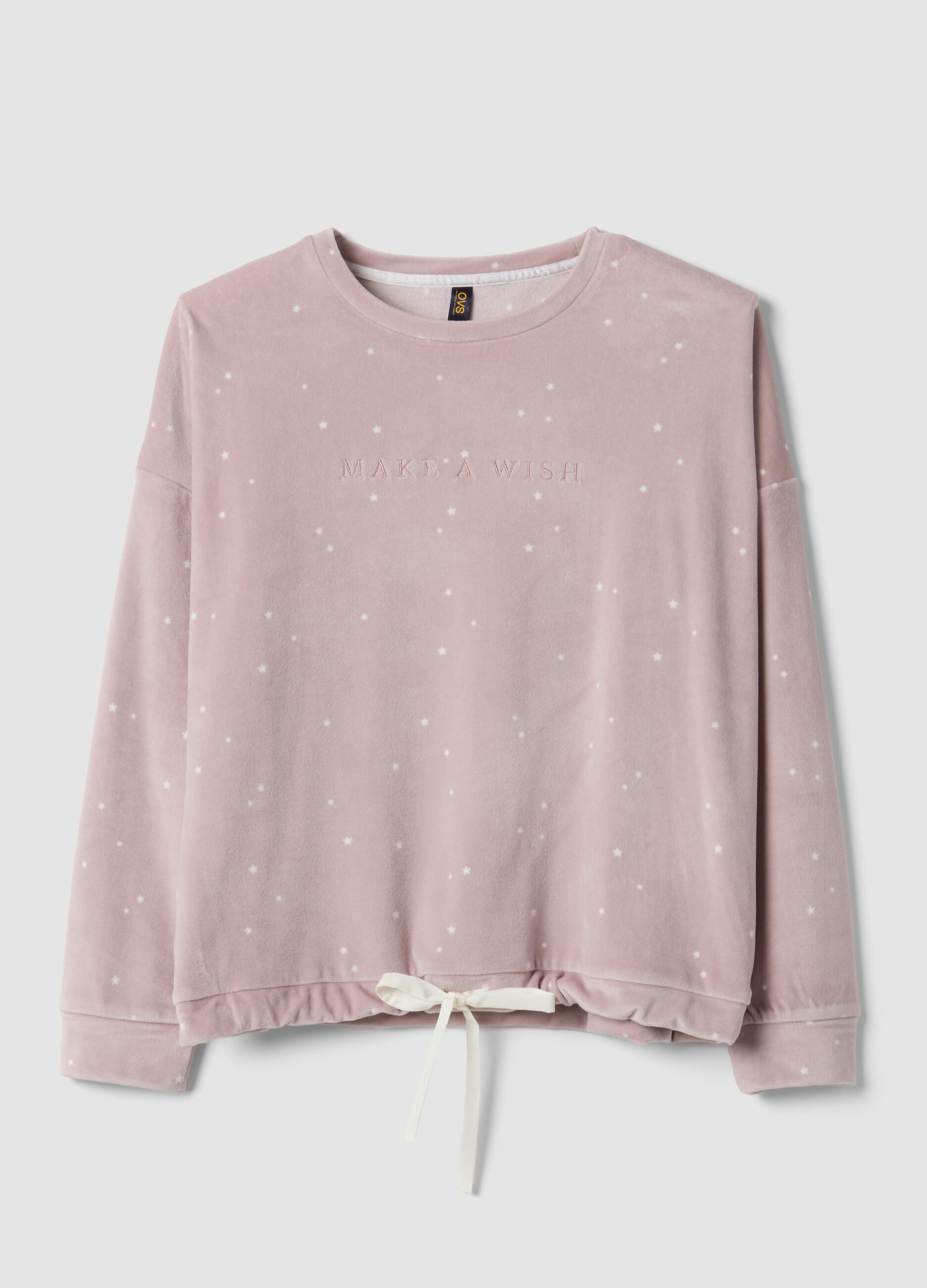 Purple stretch jersey pyjama sweatshirt with star print