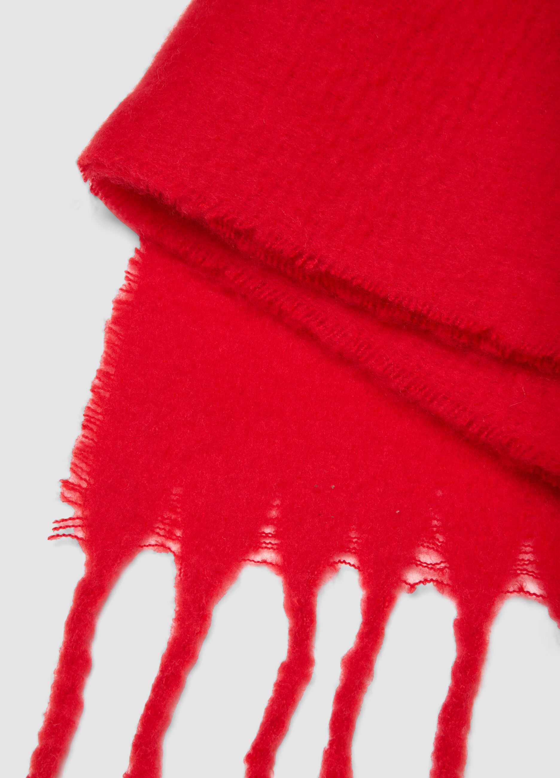 Soft red scarf with fringes