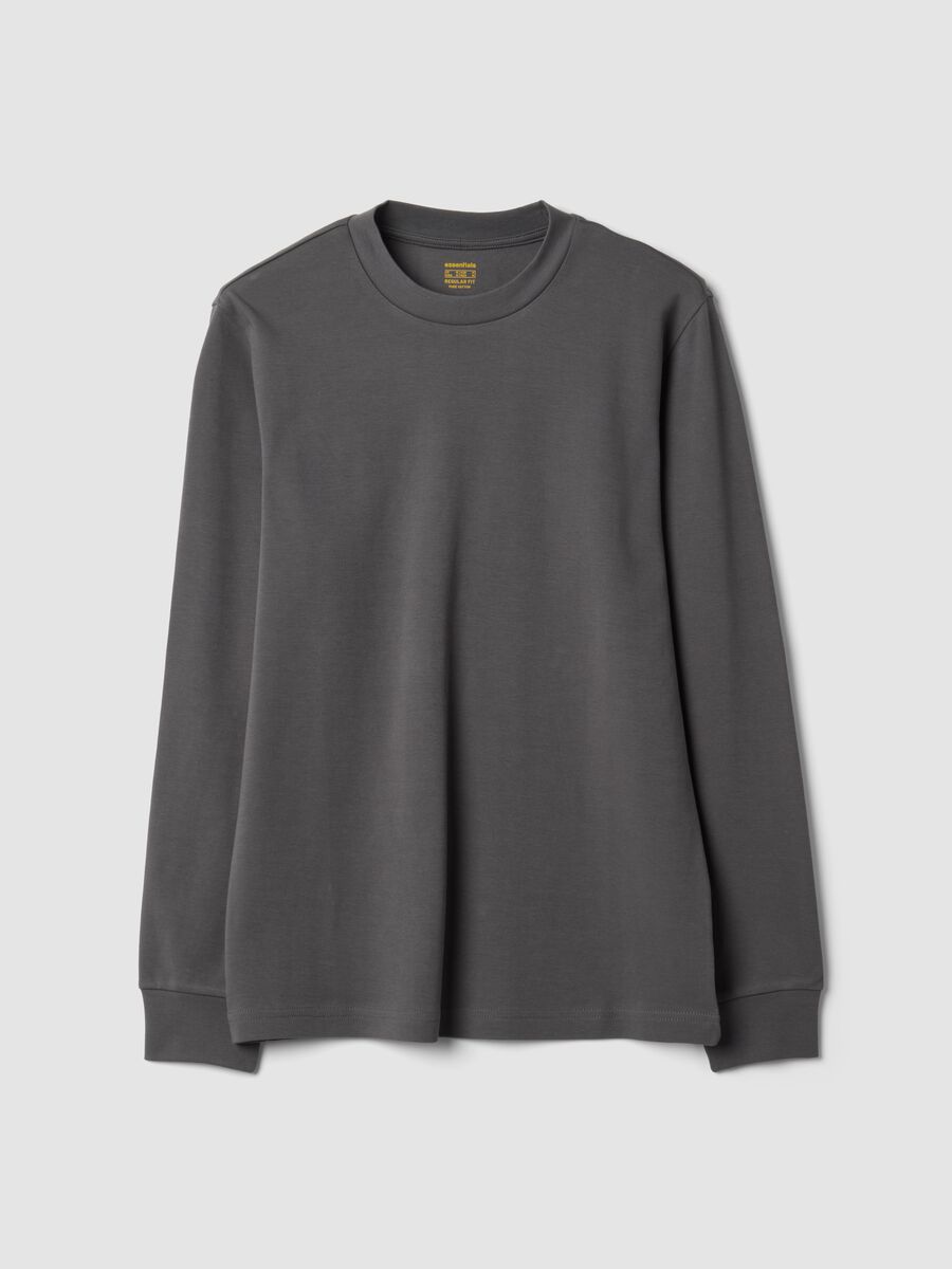 Grey pure cotton crew-neck T-shirt, regular fit_0