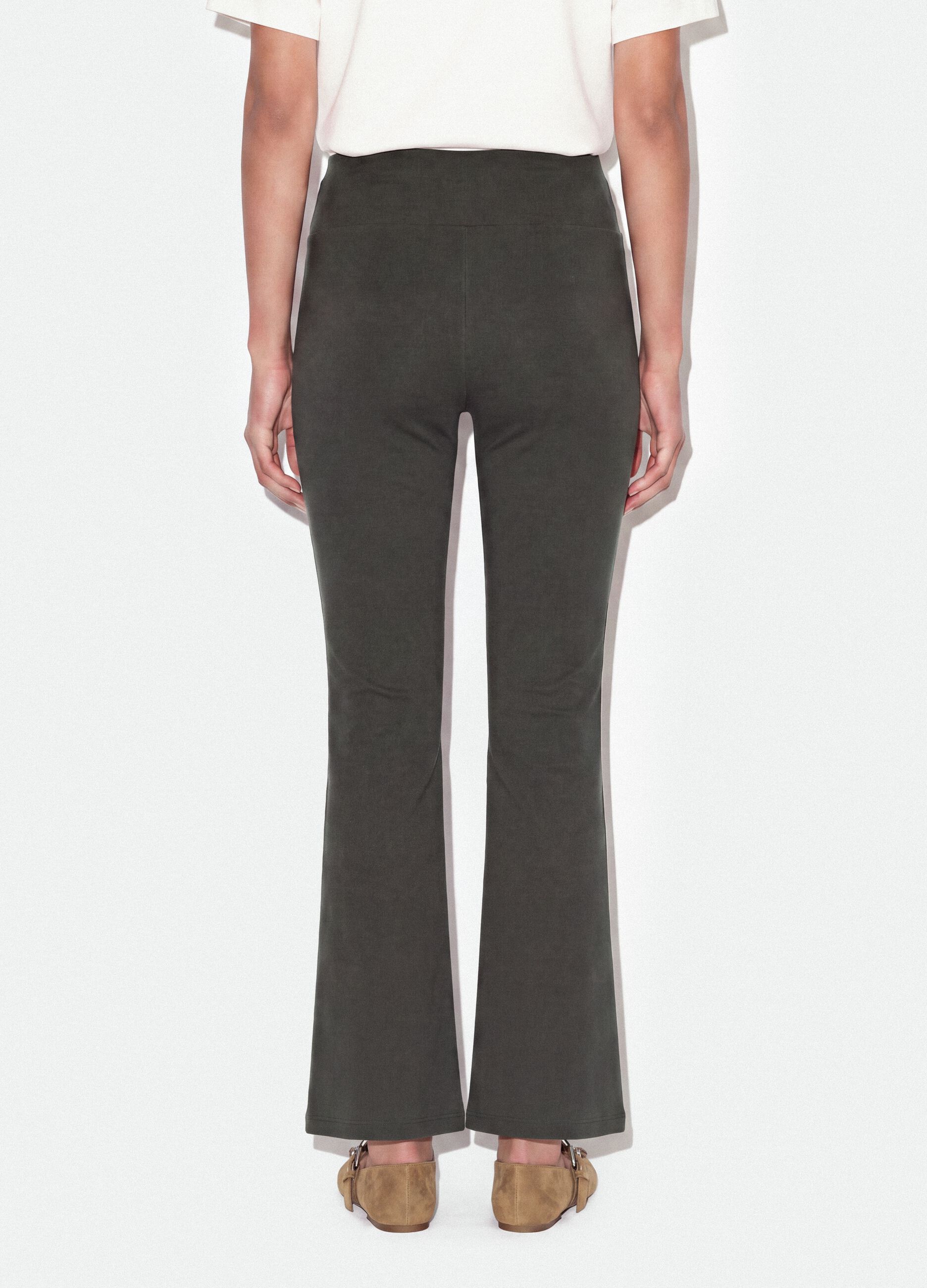 Grey stretch cotton flared trousers