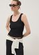 Black stretch tank top with crinkled texture_0