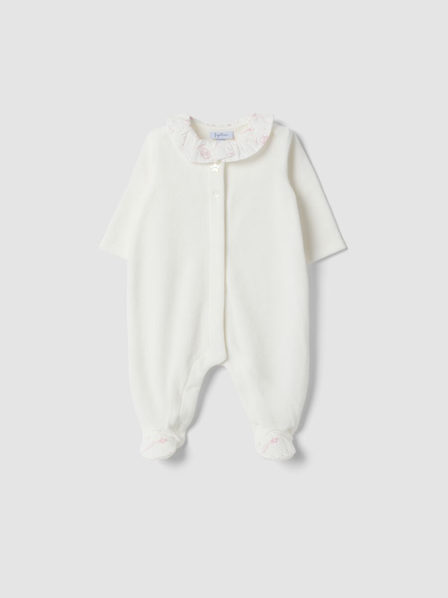 Tutina bianca in misto cotone organico con colletto_0