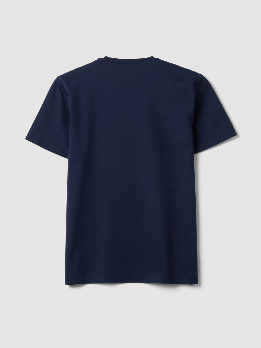 Blue mercerised pure cotton crew-neck T-shirt, regular fit_6
