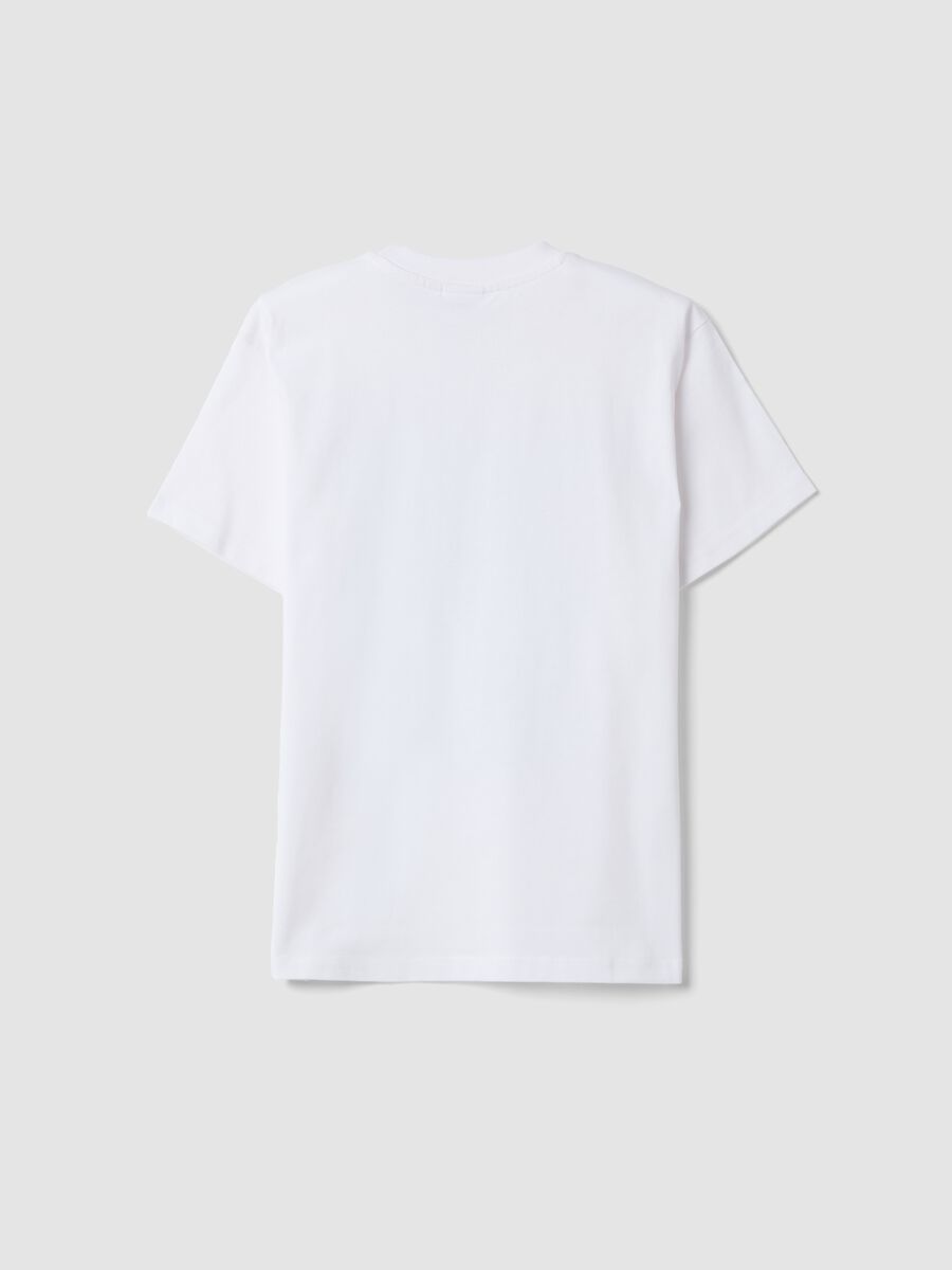 White pure cotton crew-neck T-shirt with Minecraft print_1