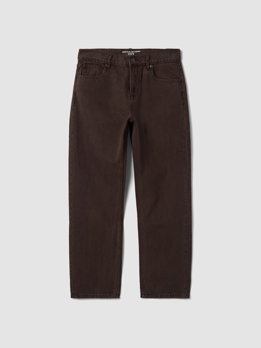 Brown straight-fit 100% cotton jeans_0