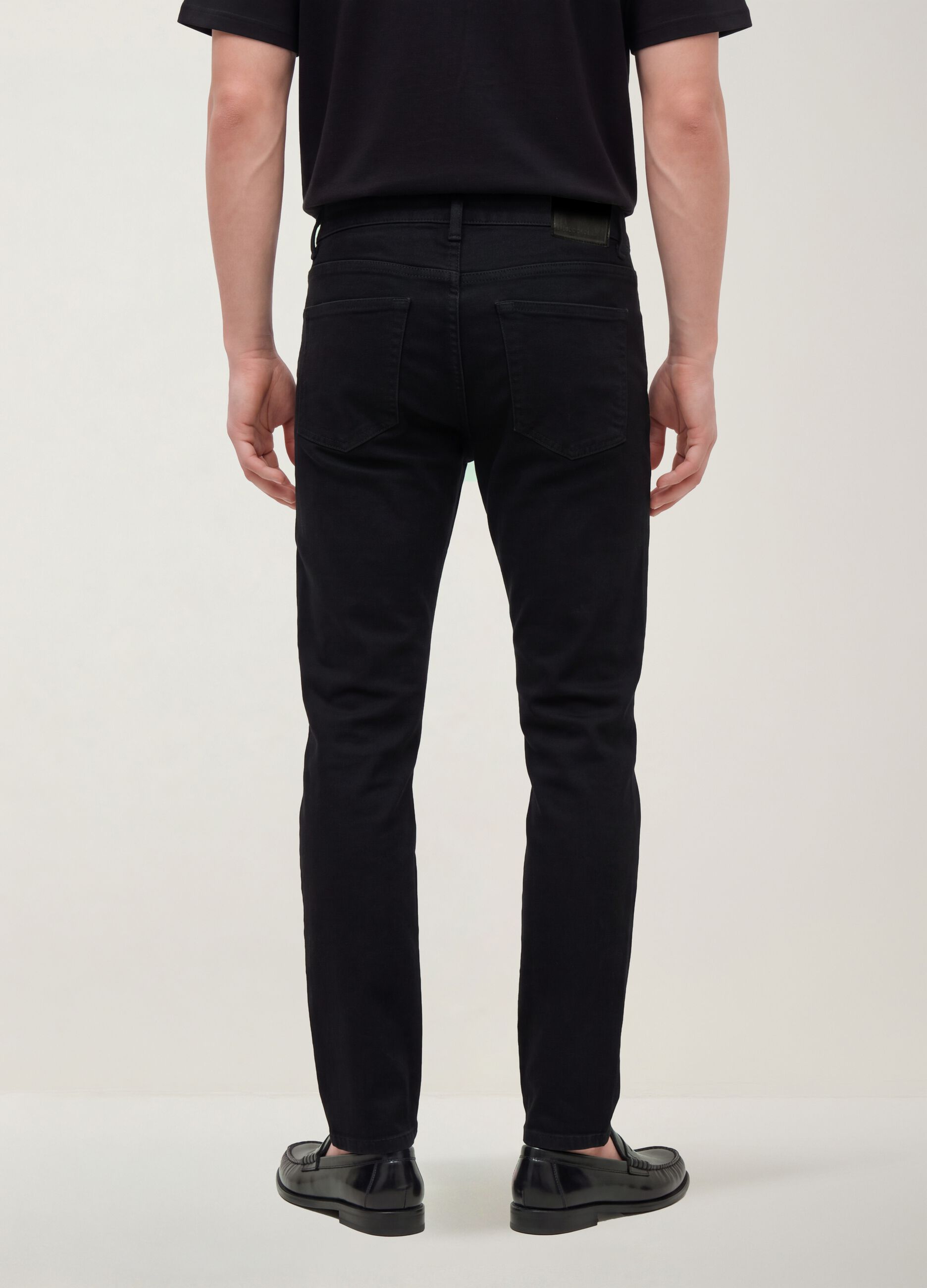 Black slim-fit jeans in cotton and viscose blend