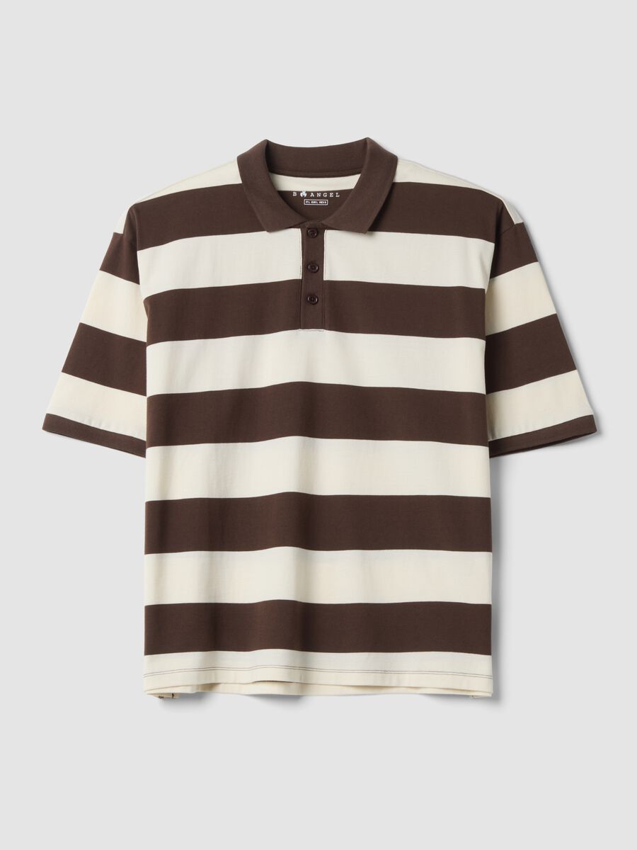 Polo marrone in puro cotone a righe regular fit_4