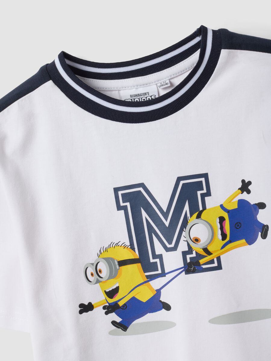 White oversized stretch cotton T-shirt with Minions print for boys_2