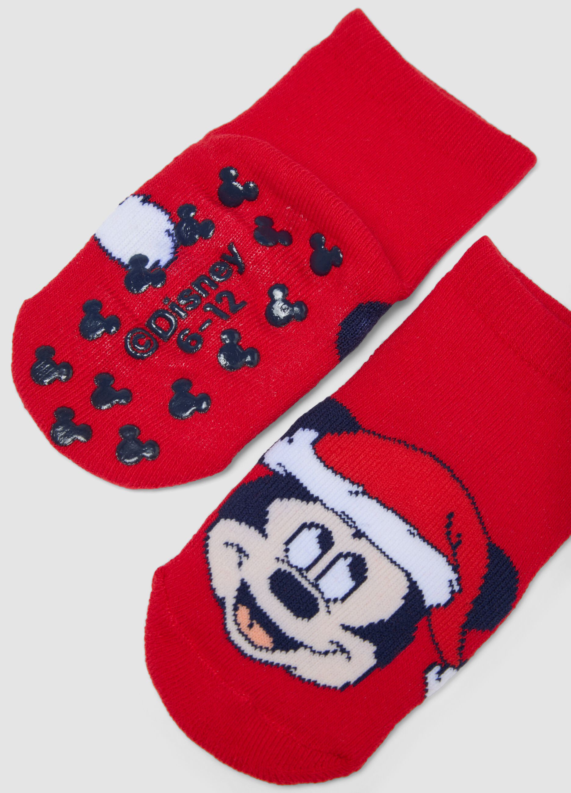 2-pack of short anti-slip socks in stretch organic cotton Mickey & Friends