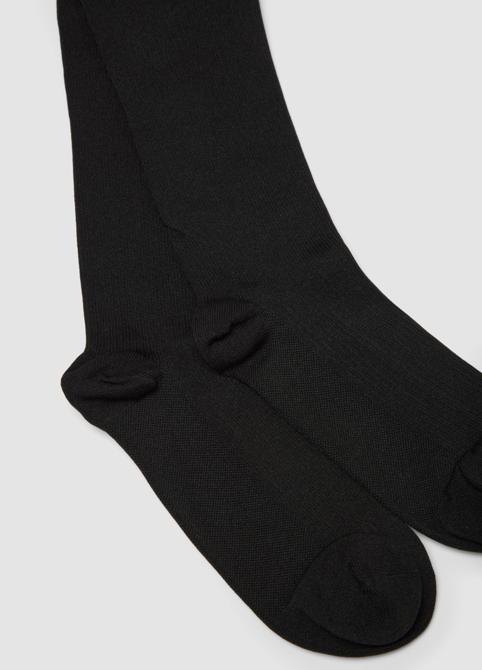 Black knee-high stretch socks