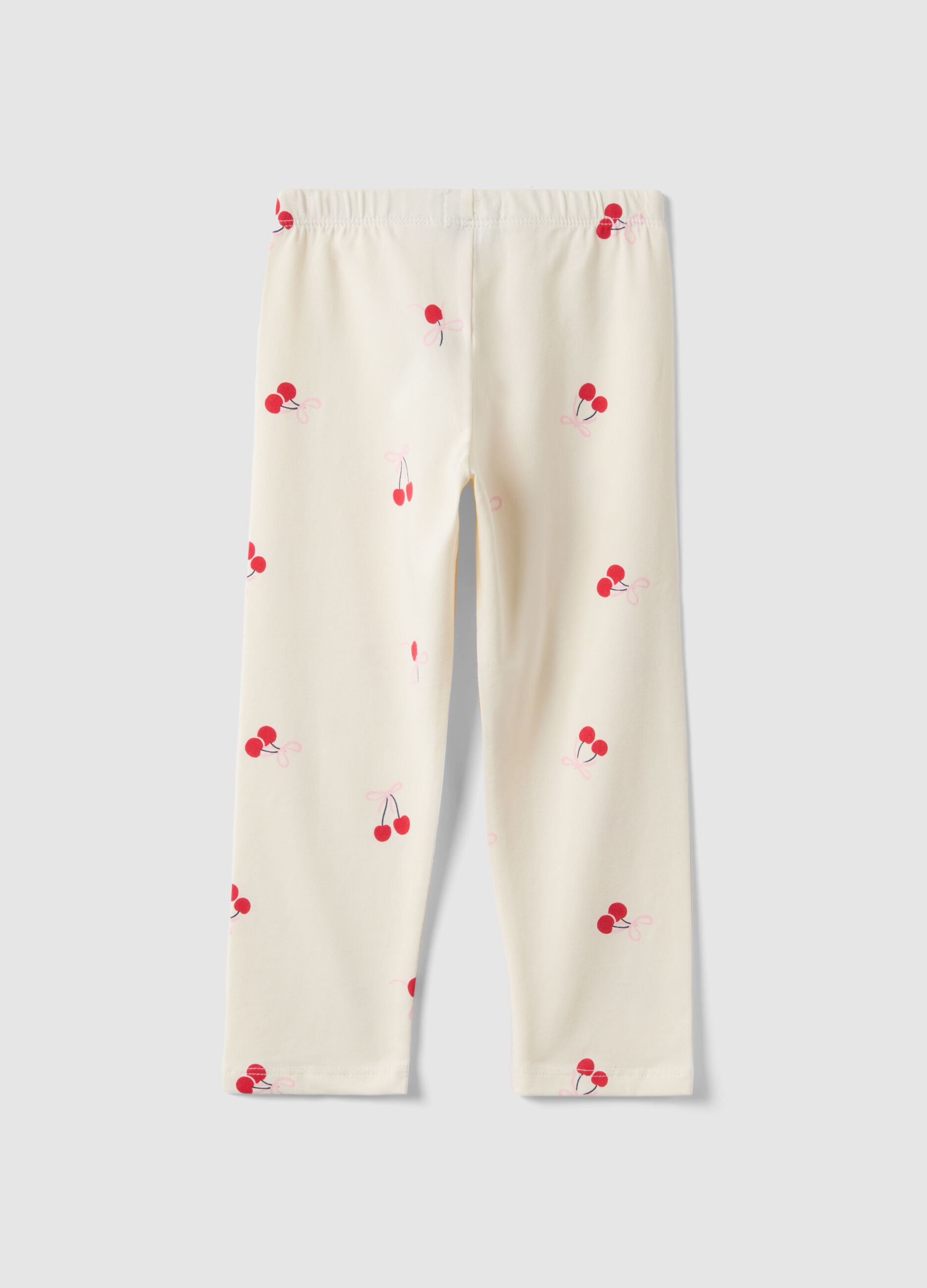 White stretchy cotton slim fit leggings for girls with designs