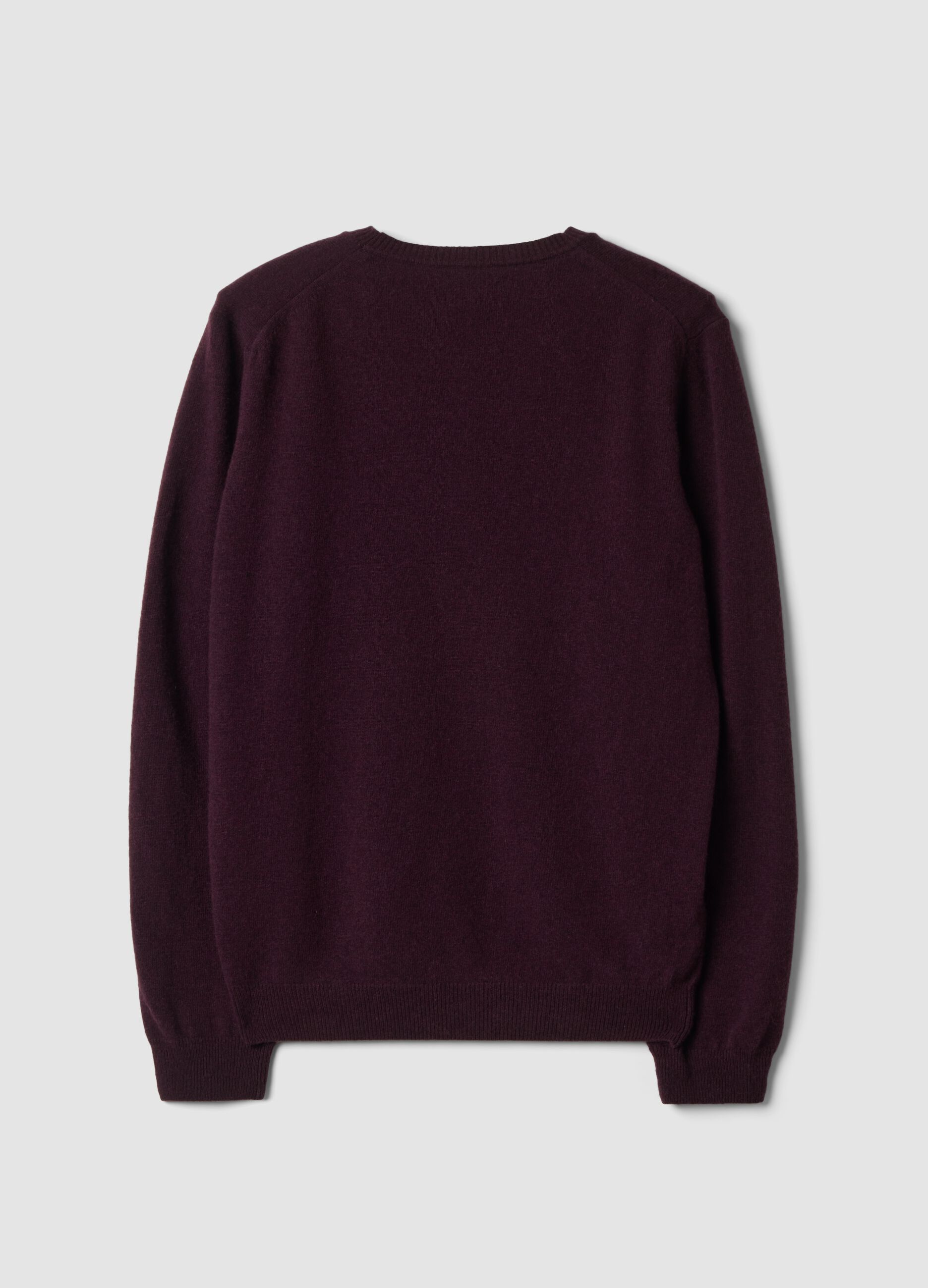 Purple pure wool crew-neck jumper, regular fit