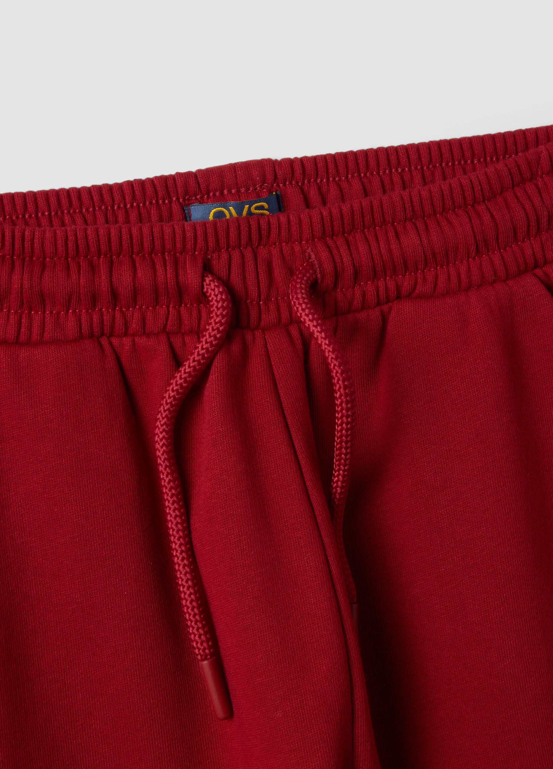 Pantaloni jogger rossi in puro cotone regular fit