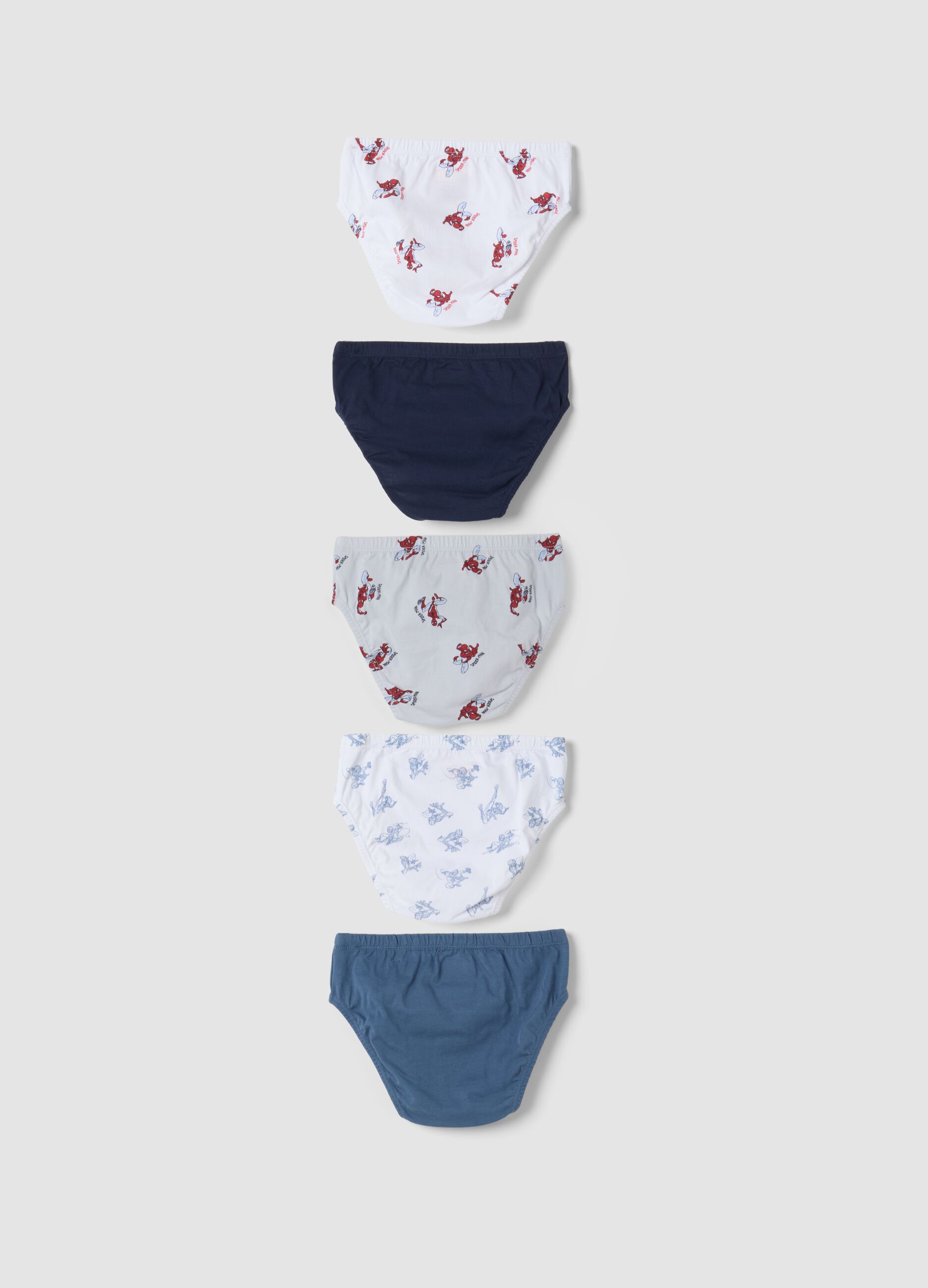 Pack of five multicolour MARVEL Spider-Man briefs in pure organic cotton