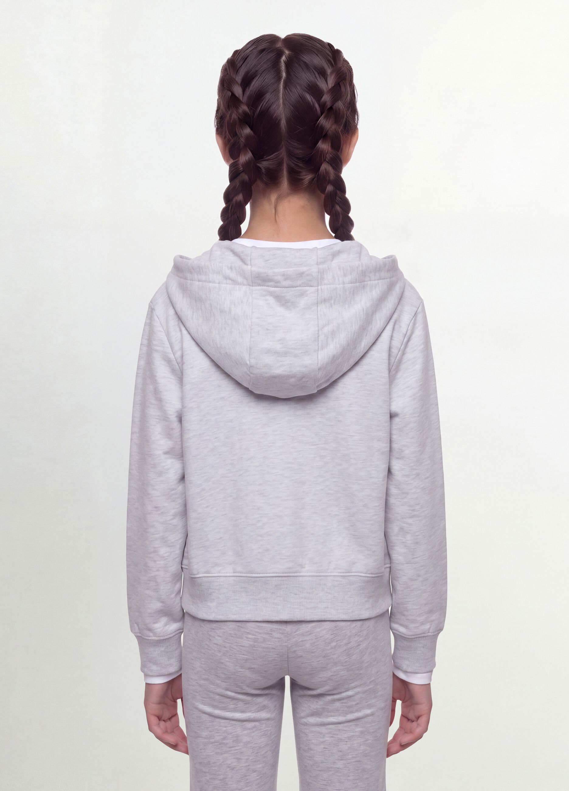 Girls&rsquo; grey hoodie in 100% organic cotton with star detail