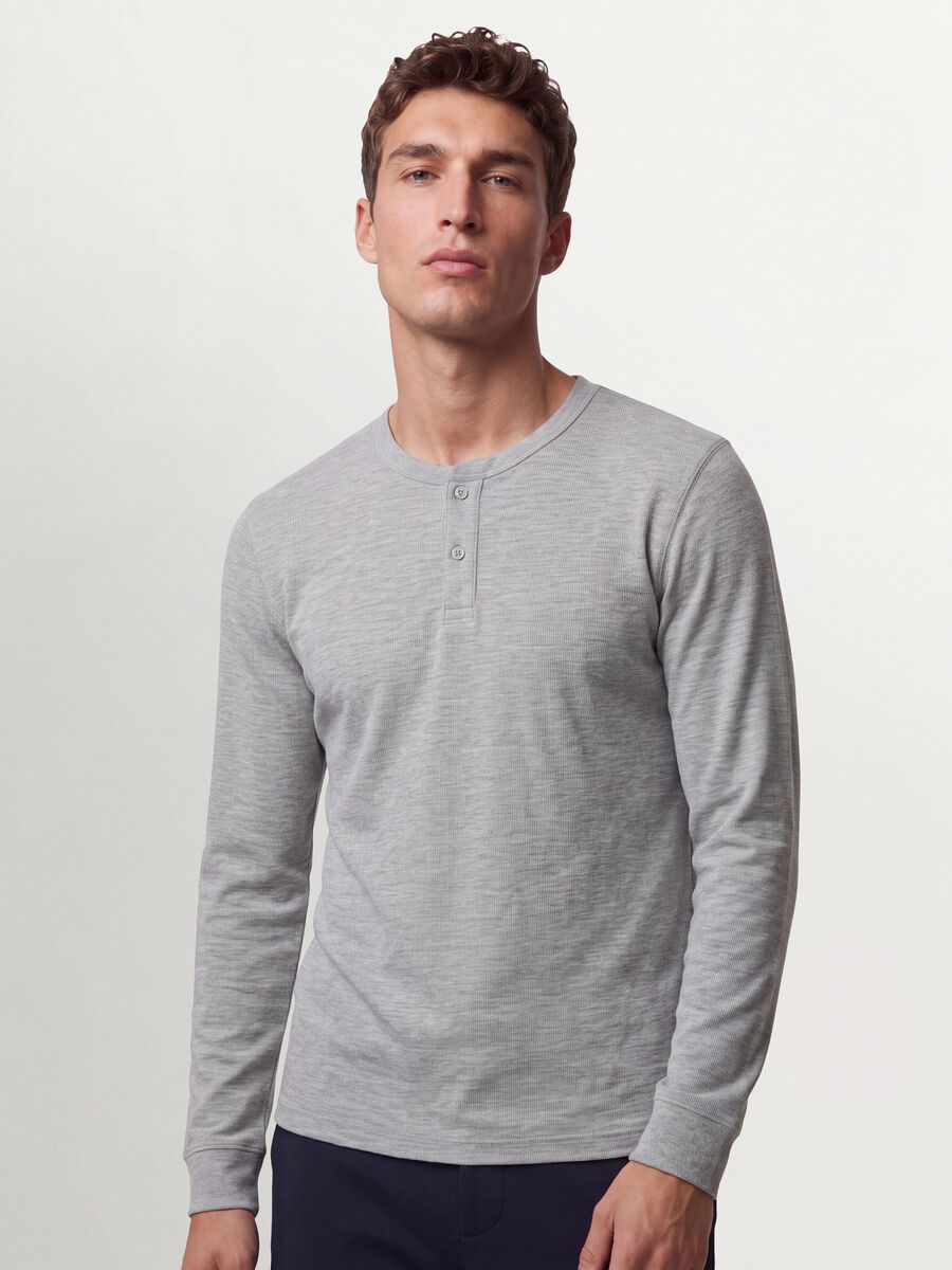 Grey honeycomb viscose-blend T-shirt, regular fit_0