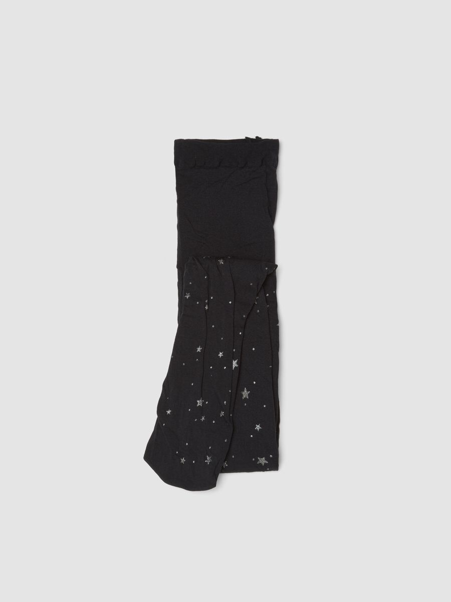Black stretch tights with star pattern_0