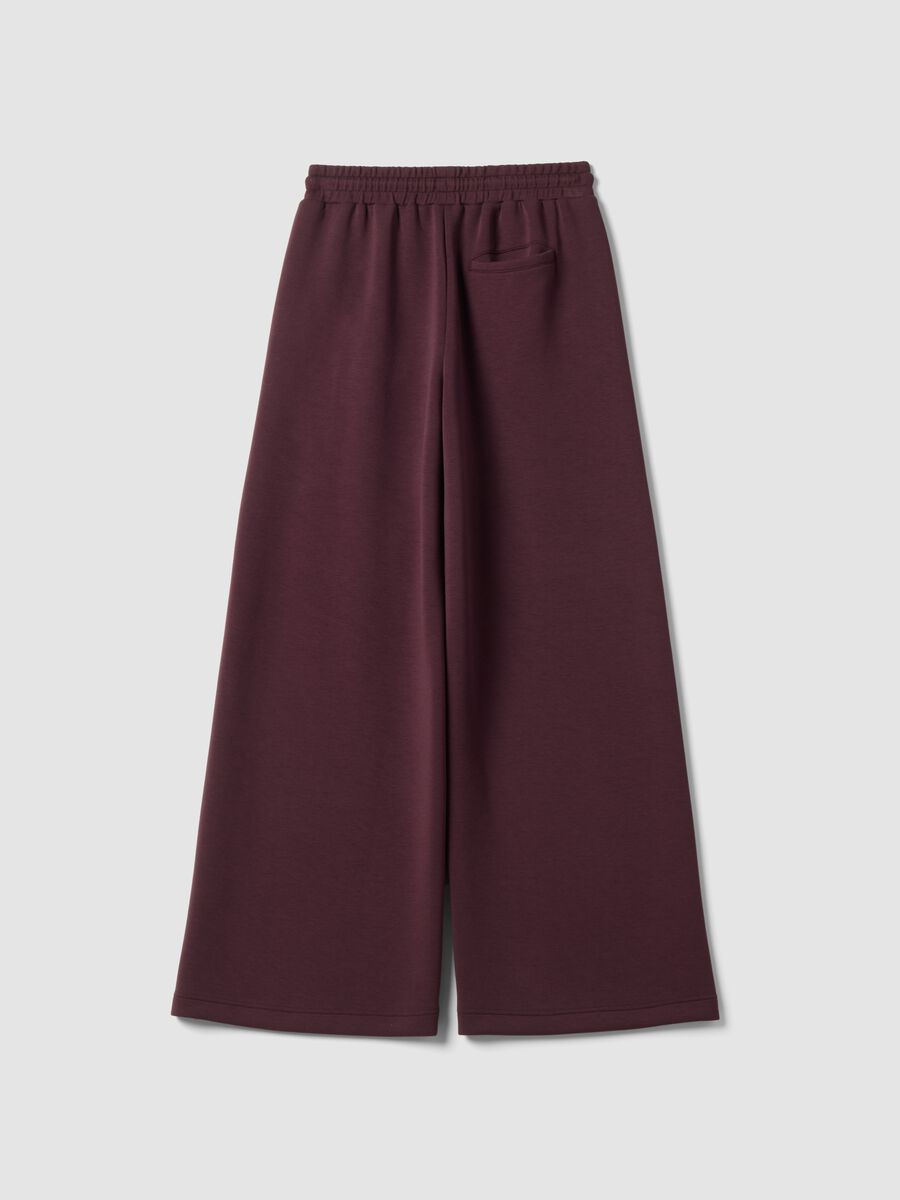 Purple wide-leg trousers in stretch modal with drawstring_2