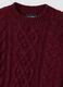Burgundy red crew-neck cable-knit wool-blend jumper, regular fit_1