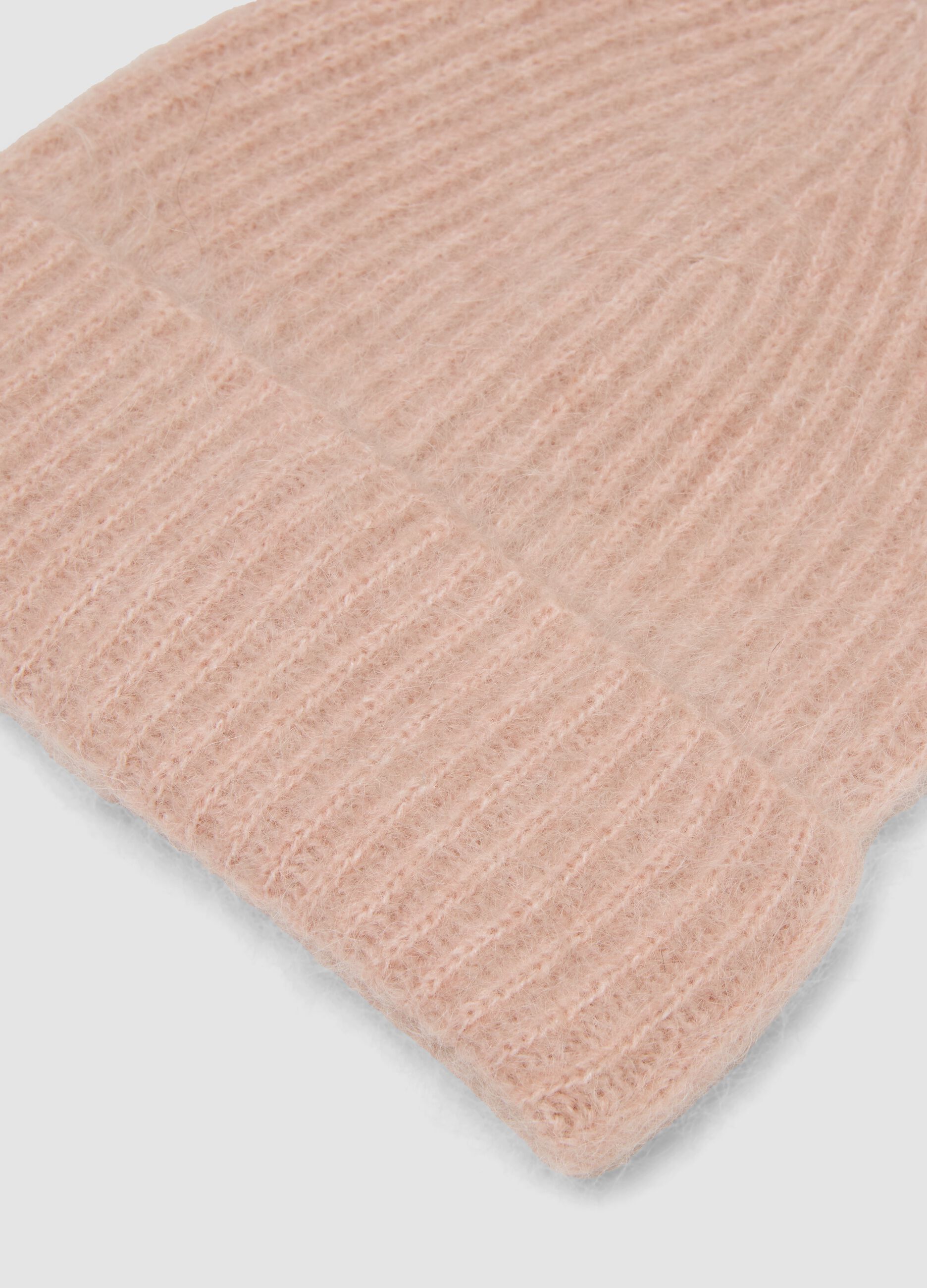 Pink mohair and stretch wool beanie