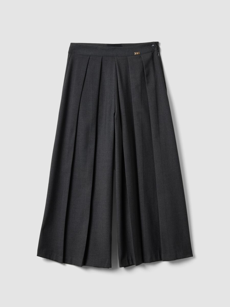 Grey pleated stretch viscose culotte skirt_0
