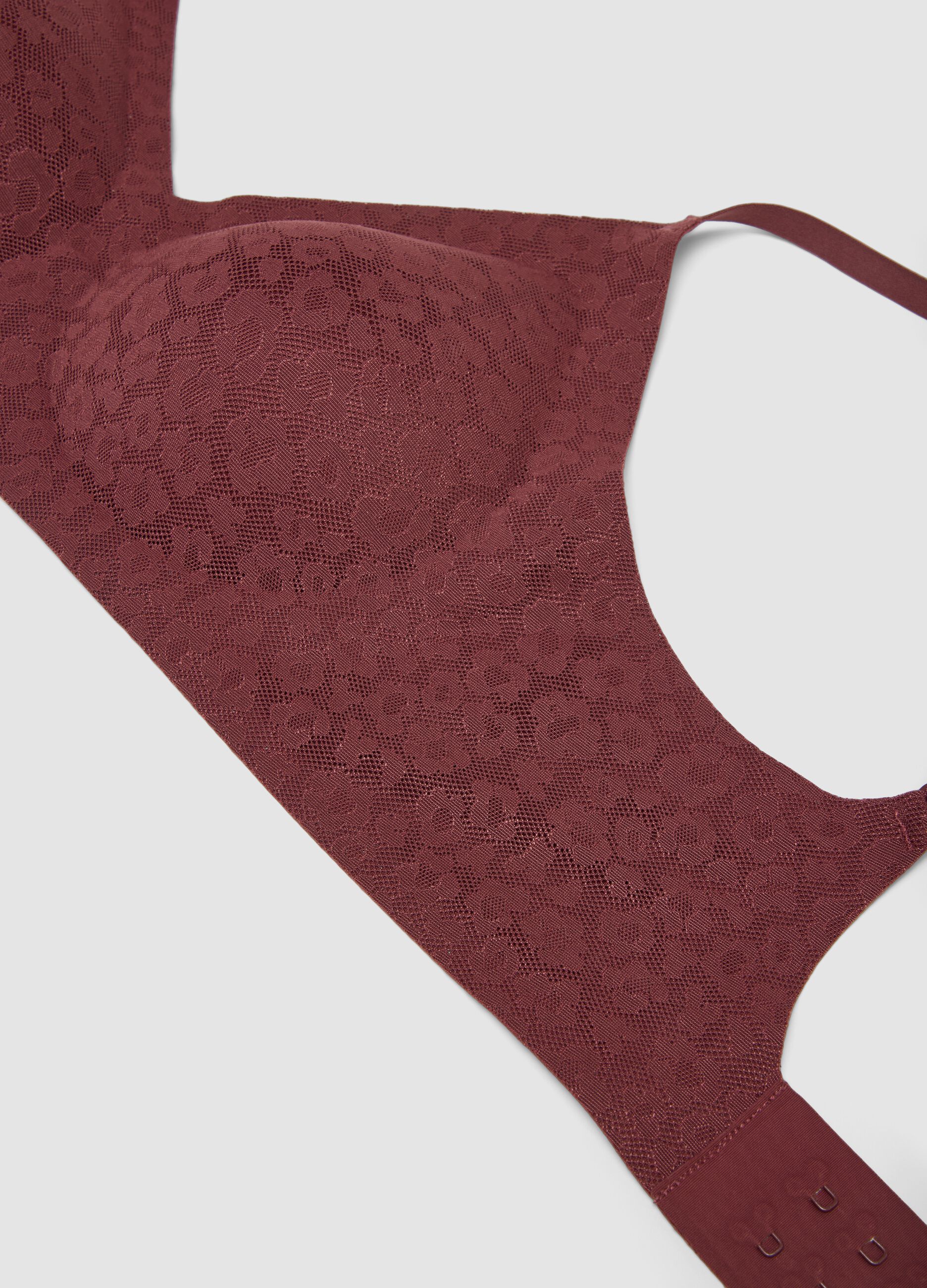 Red lace stretch-fabric bralette bra