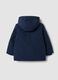 Long padded navy parka with detachable hood, oversized fit_1
