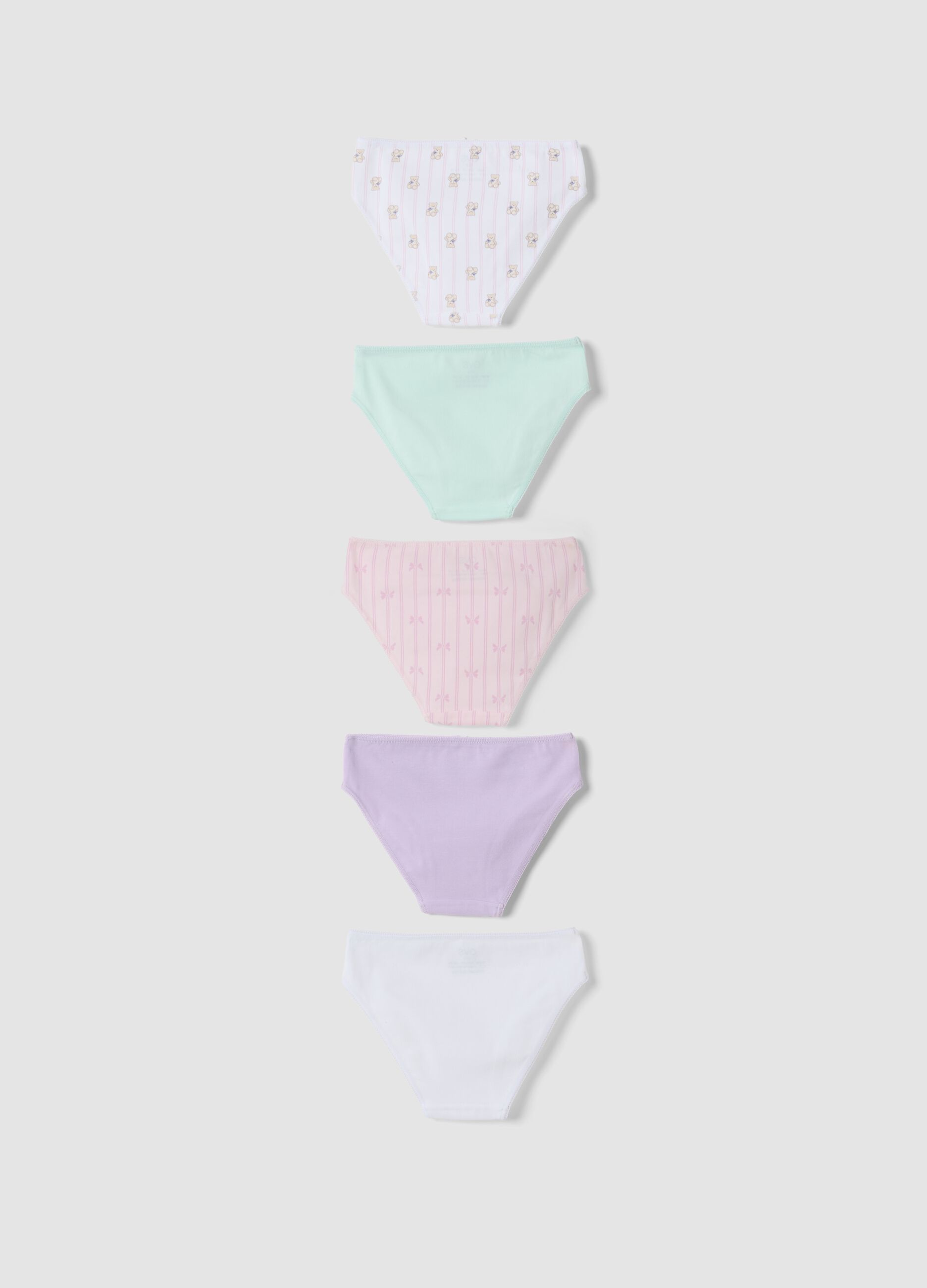Multipack di cinque slip multicolor in cotone organico elasticizzato