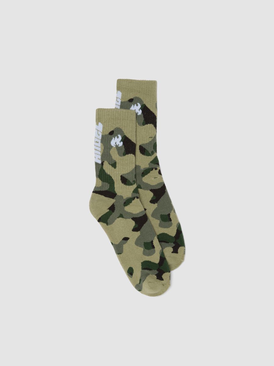 Green camouflage stretch-cotton sports socks_0
