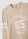 Beige pure organic cotton T-shirt with college print for boys_2