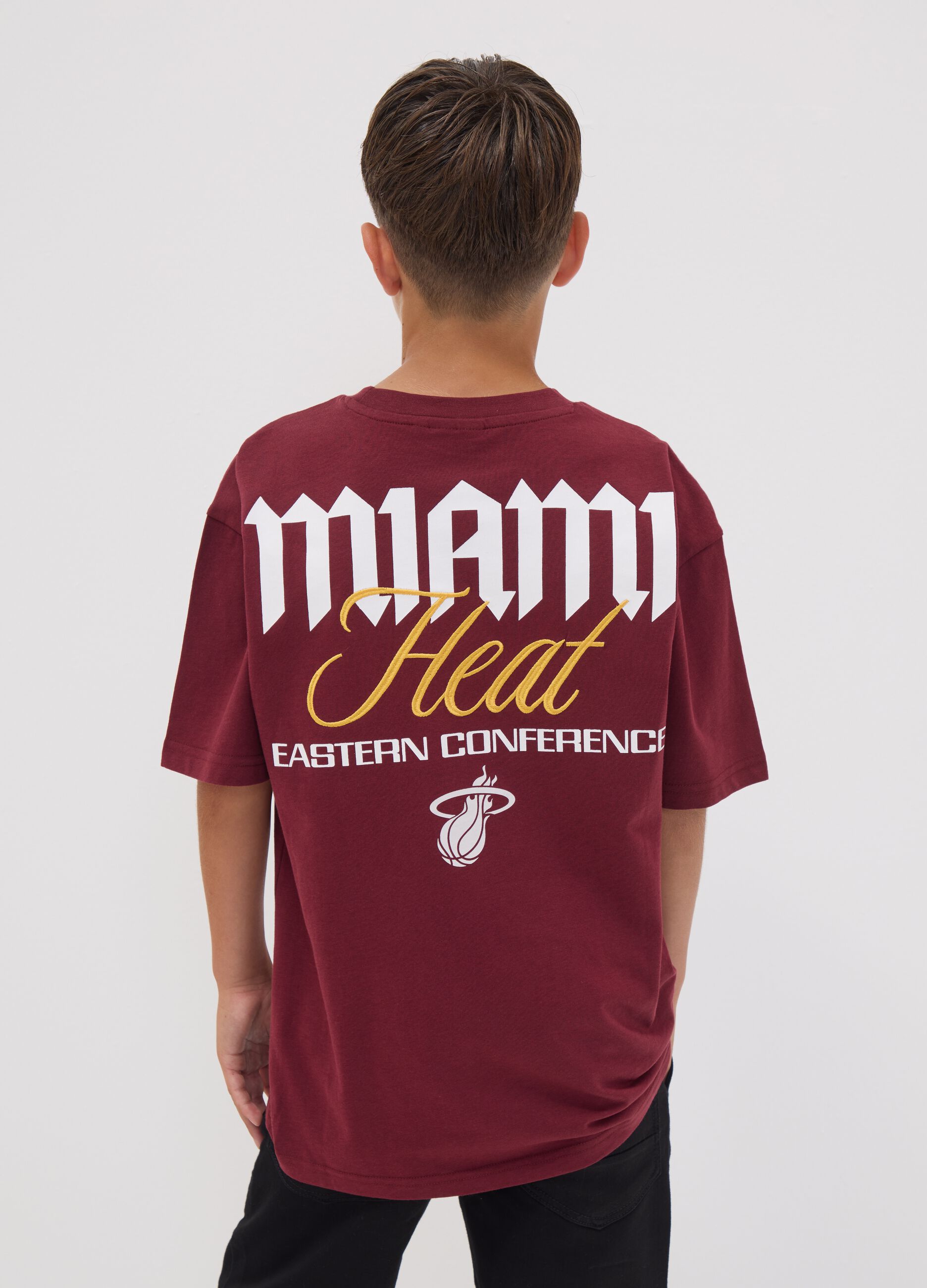 Red pure cotton Miami Heat print T-shirt for boys