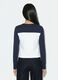 T-shirt bianca e blu in cotone elasticizzato con stampa frontale_3