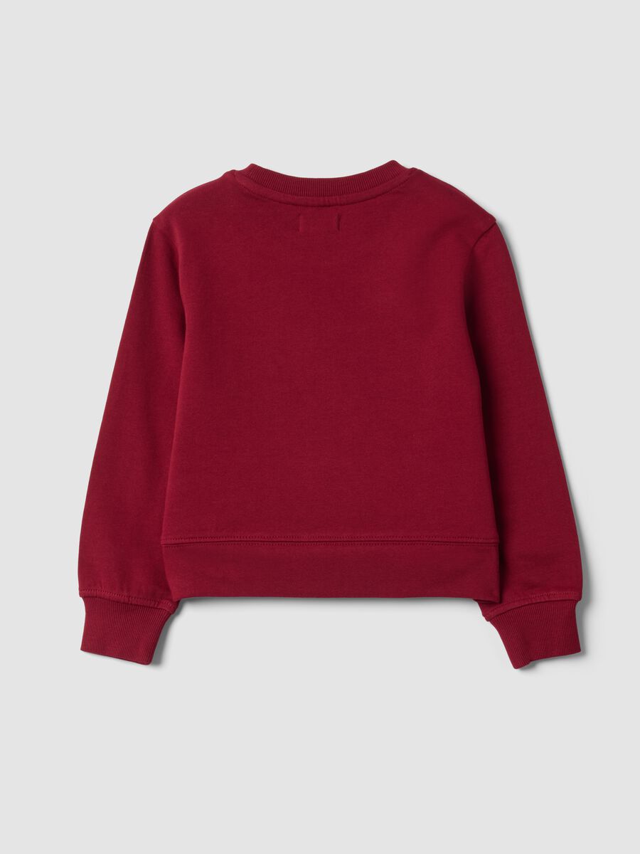 Red pure cotton crew-neck sweatshirt with bow for girls_1