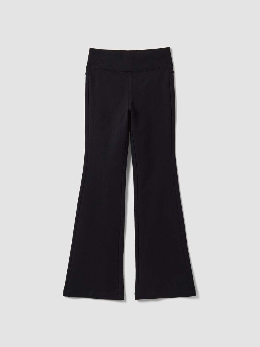 Girls&rsquo; black flared cotton-stretch treggings_3