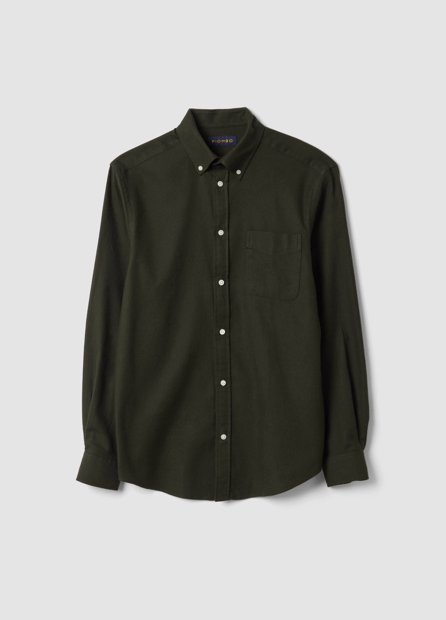 Camicia verde in flanella di puro cotone regular fit