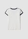 White pure cotton V-neck T-shirt with front print_2
