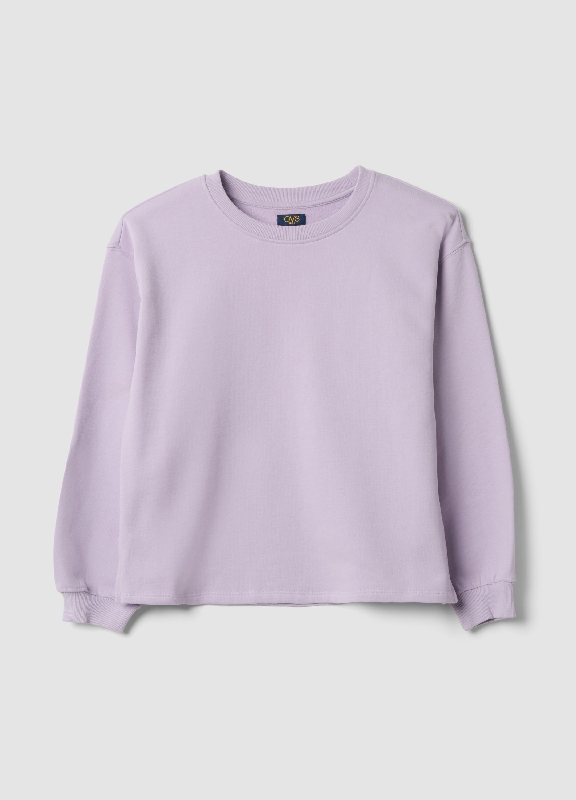 Purple organic cotton sweatshirt with ribbed collar