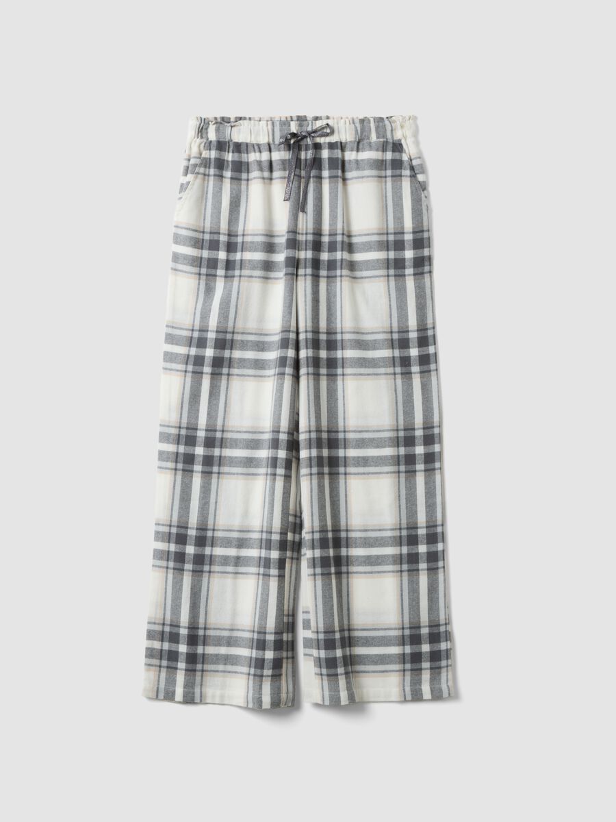 White checked organic pure cotton flannel pyjama bottoms_0
