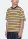 T-shirt marrone a righe in puro cotone boxy fit_2