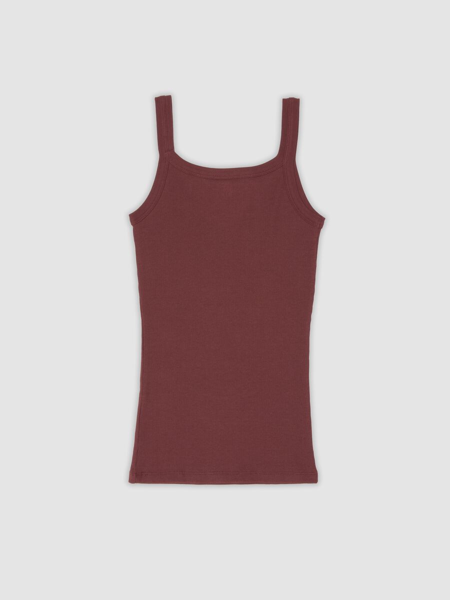 Red organic cotton crew-neck vest top_5