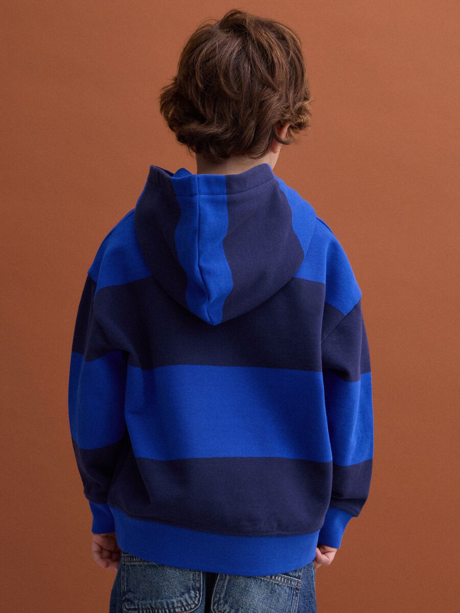 Navy blue pure cotton striped oversized hoodie_2