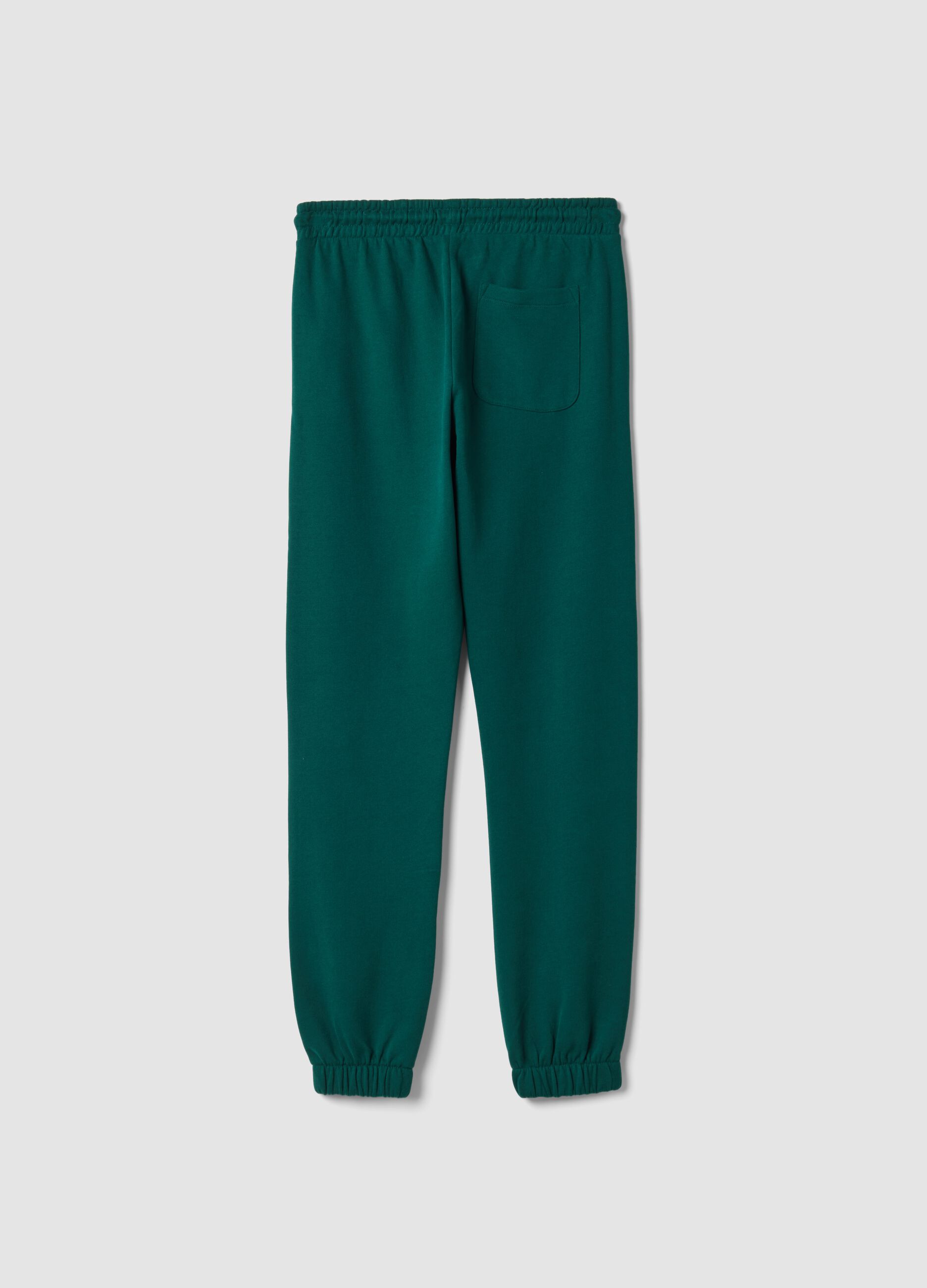 Jogger verdi in puro cotone stile college regular fit