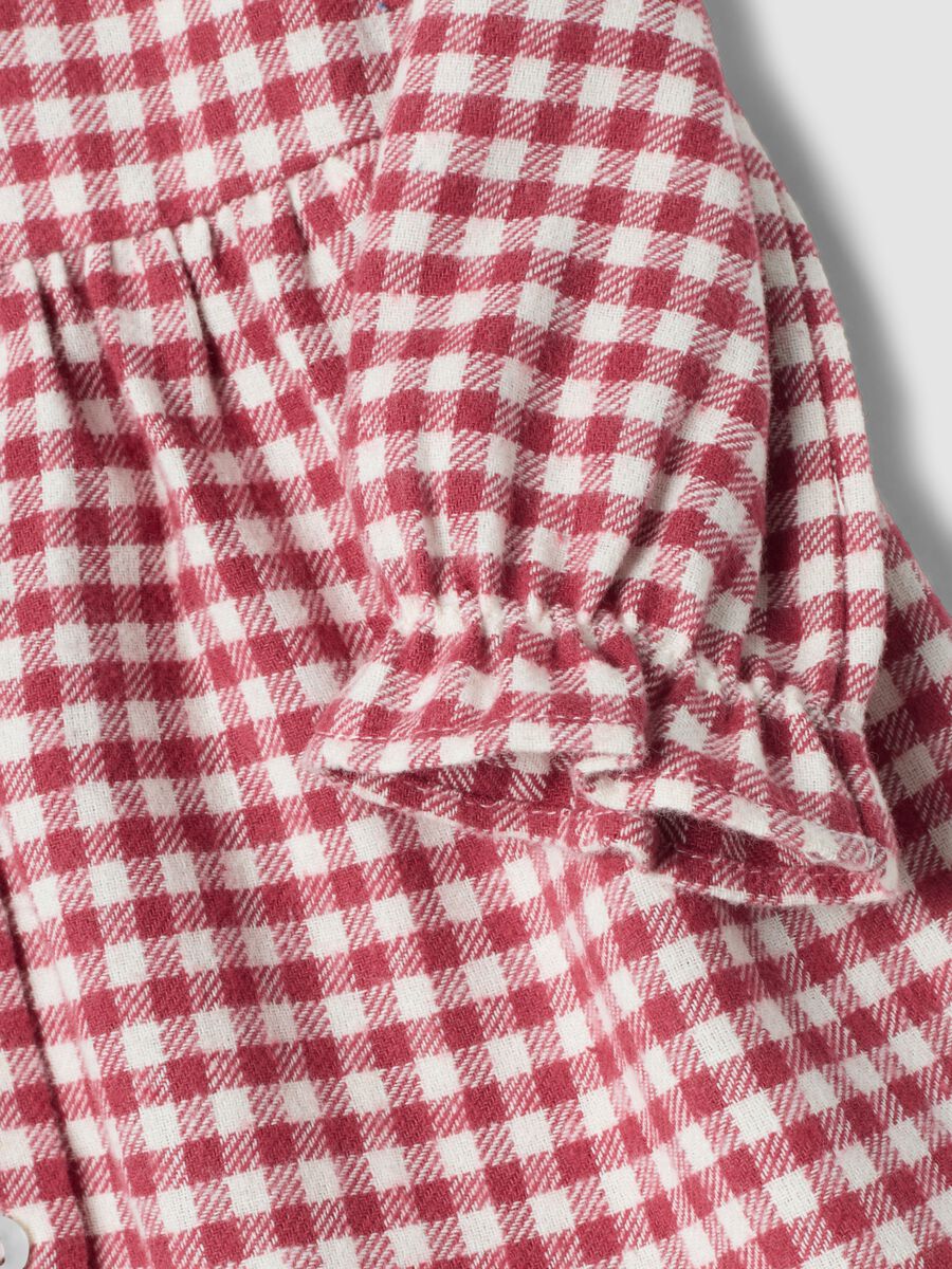 Red dress with pure cotton gingham collar_3