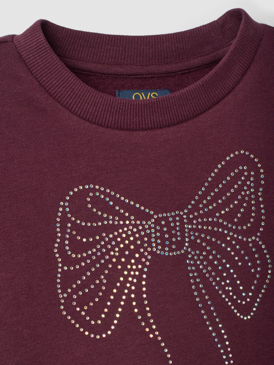 Purple cotton-blend crew-neck sweatshirt with bow_2