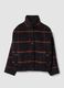 Cappotto nero e arancione scuro in misto lana a quadri regular fit_0