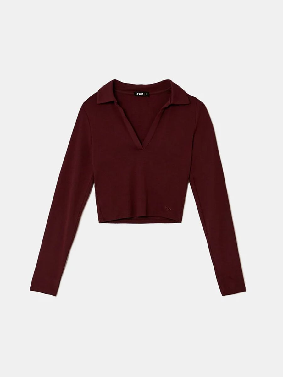 Red regular fit cotton blend sweater_3