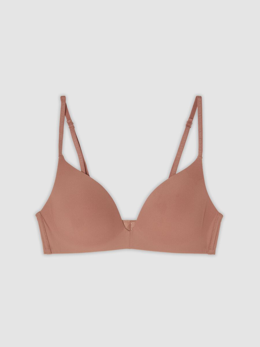 Pink padded stretch microfibre bra_0