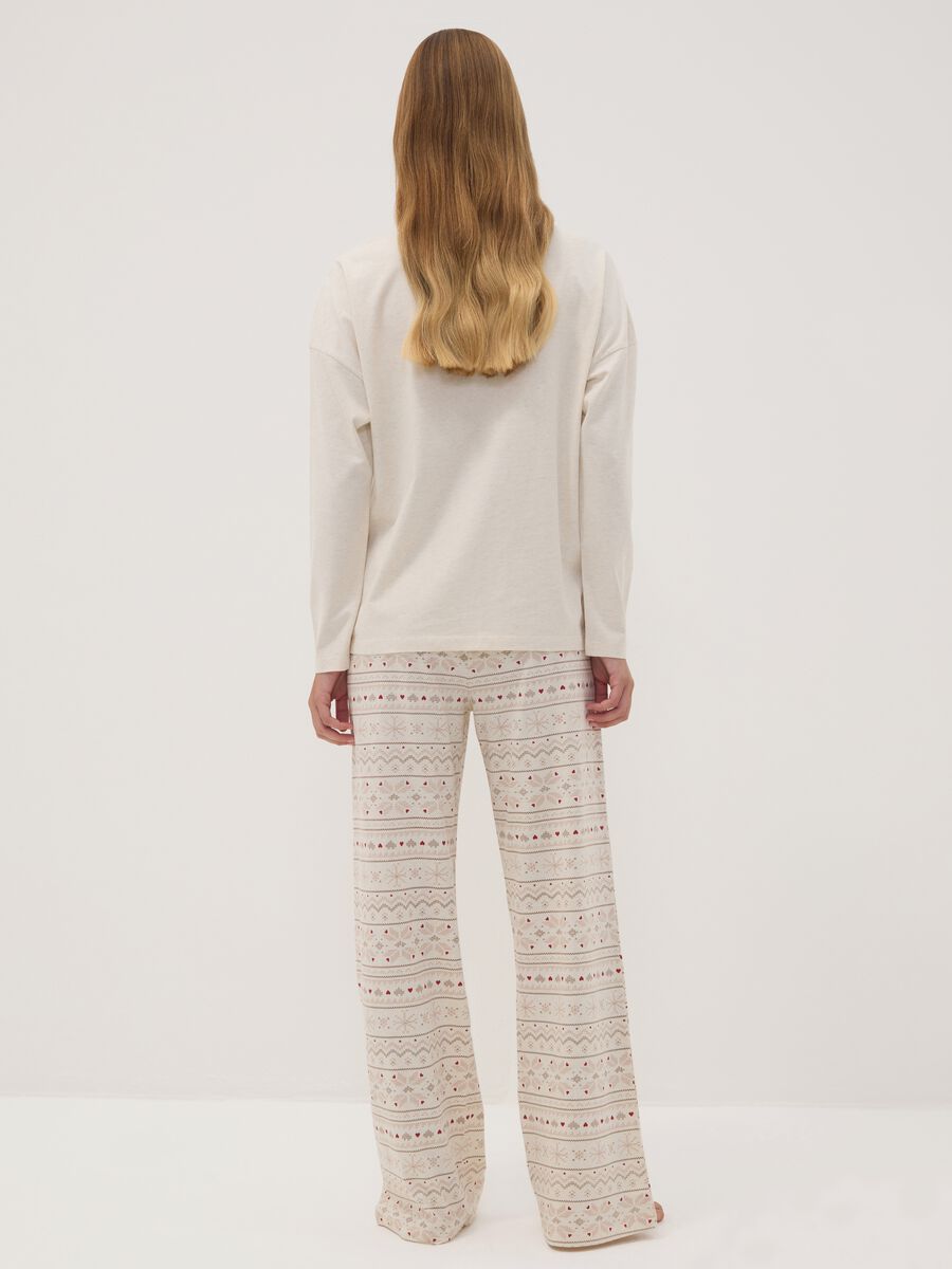 Beige melange organic cotton crew-neck pyjamas_2