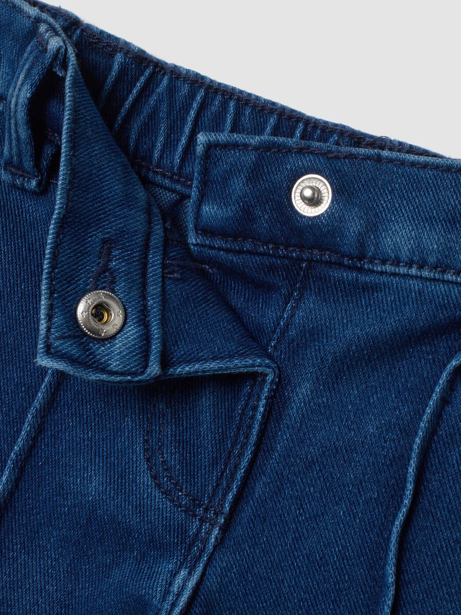 Jeans blu scuro wide leg in cotone elasticizzato_2